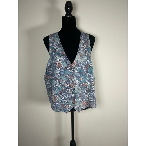 VNT Take Nine Maternity Wear Tabatha style denim floral vest Size L Womens Blue - Picture 3 of 12